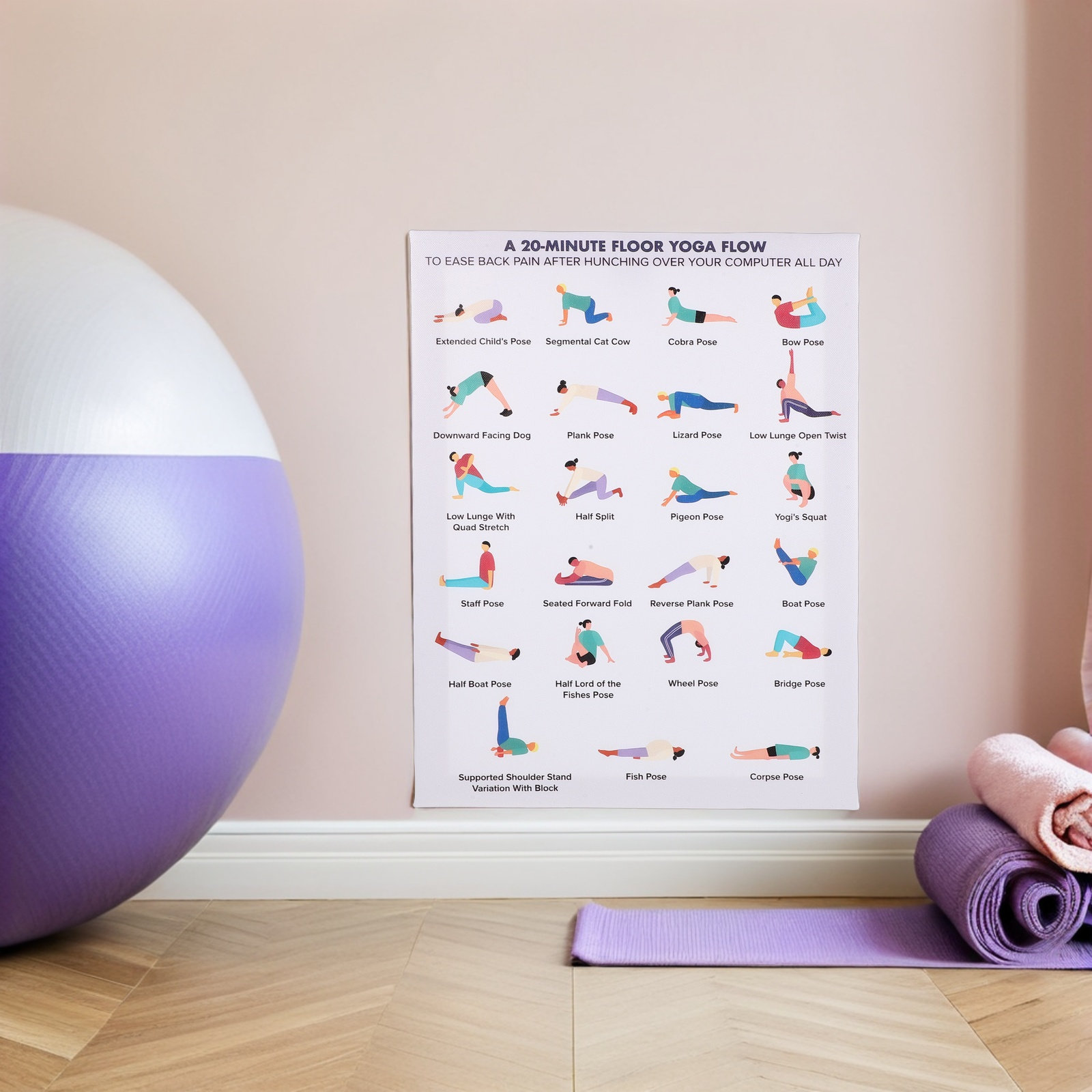 Home Office Furniture - Yoga Poster Wall Art Bundle Modern