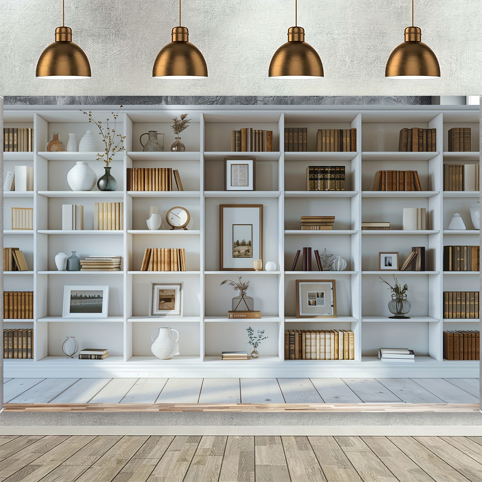 Home Office Zoom Background Free - 1pc White Bookshelf background Bookcase background