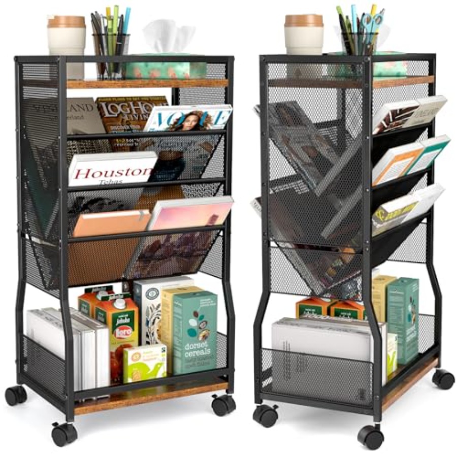 Rolling File Cart - 8 Tier Rolling Book Cart with