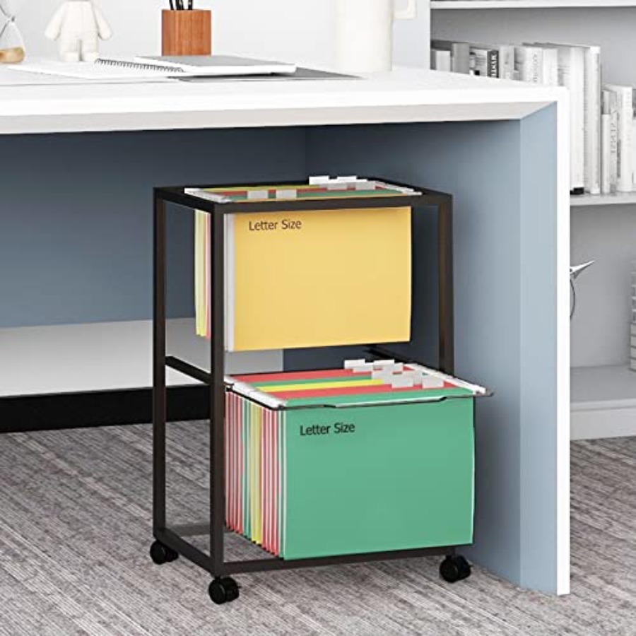 Rolling File Cart - 2 Tiers Metal Rolling File Carts