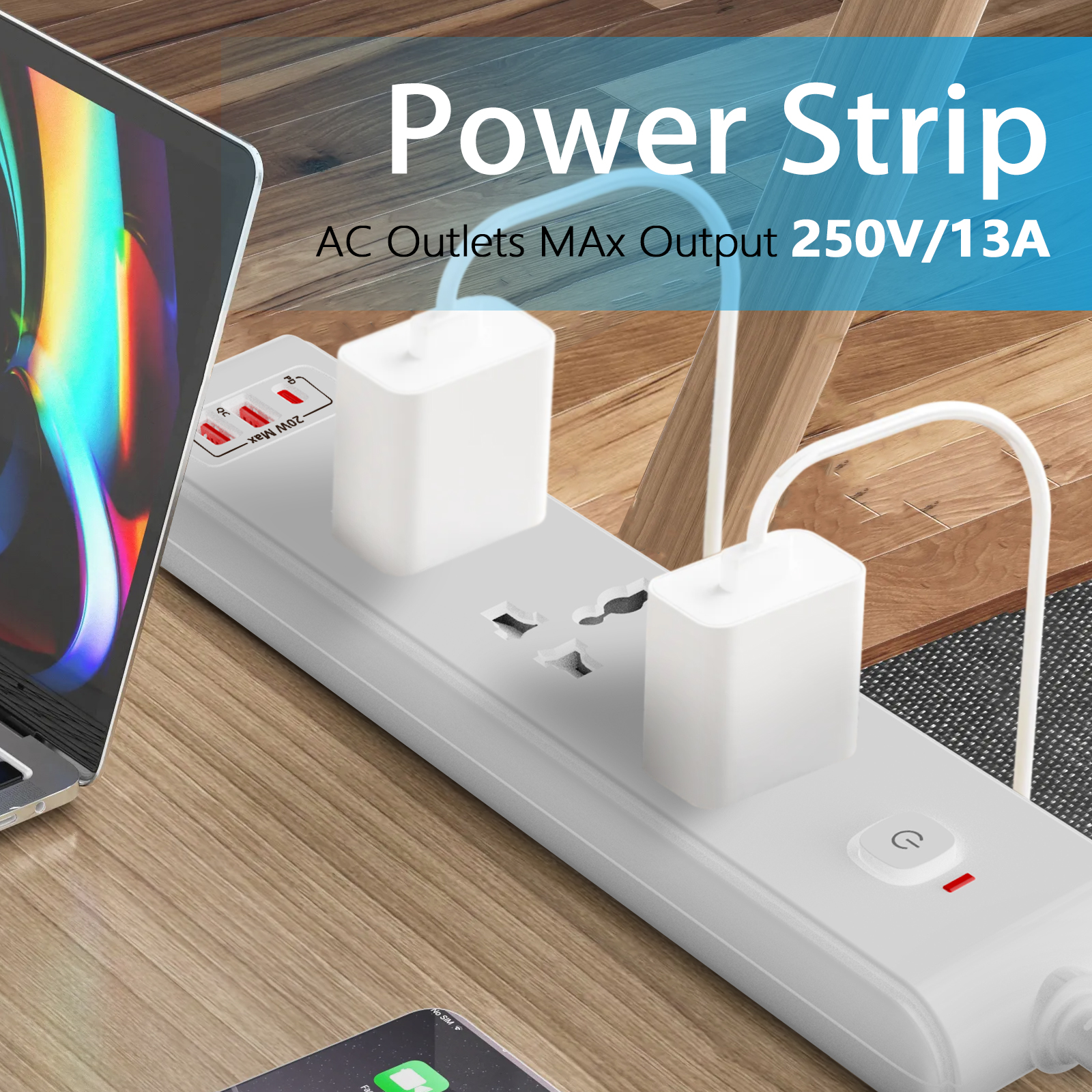 Home Or Office Use - AU Wall mounted power socket extension