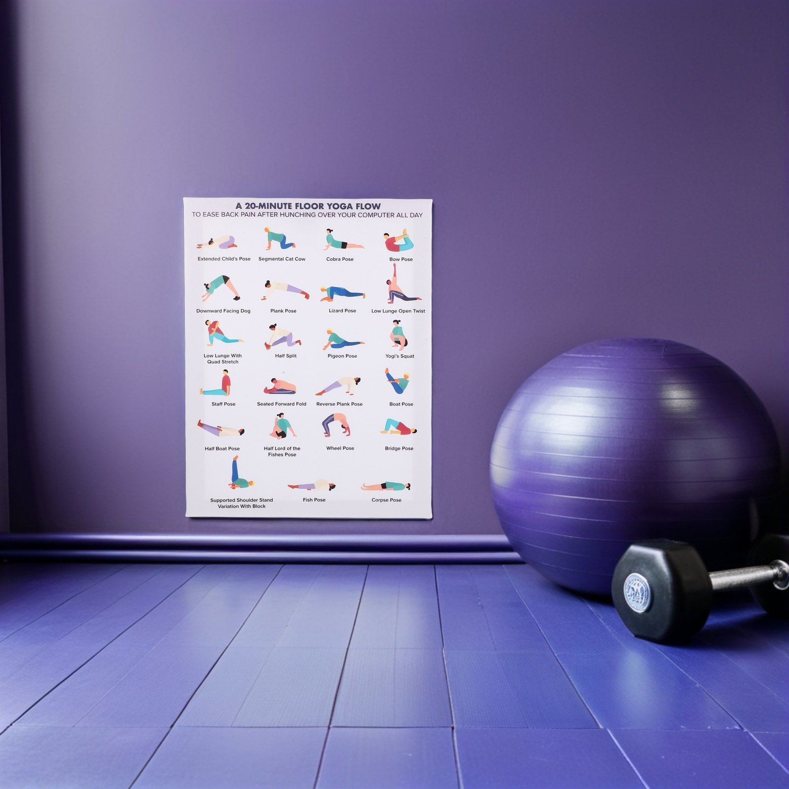 Yoga Poster Wall Art Bundle Mo - Home Office Furniture ulasan dan harga