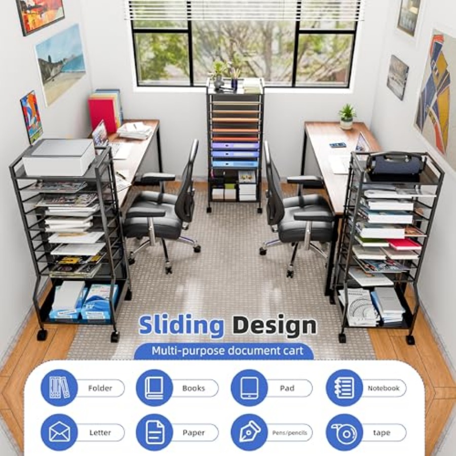 10 Tier Rolling File Cart Desk - Rolling File Cart ulasan dan harga