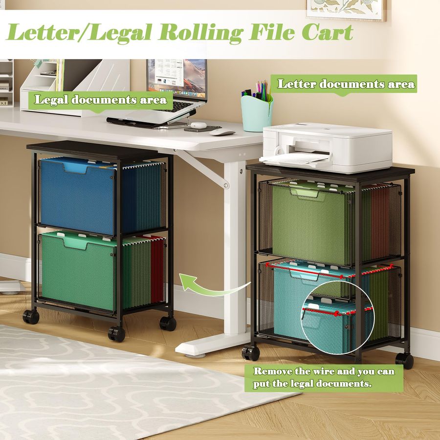 Legal Rolling File Cart with 2 - Rolling File Cart ulasan dan harga