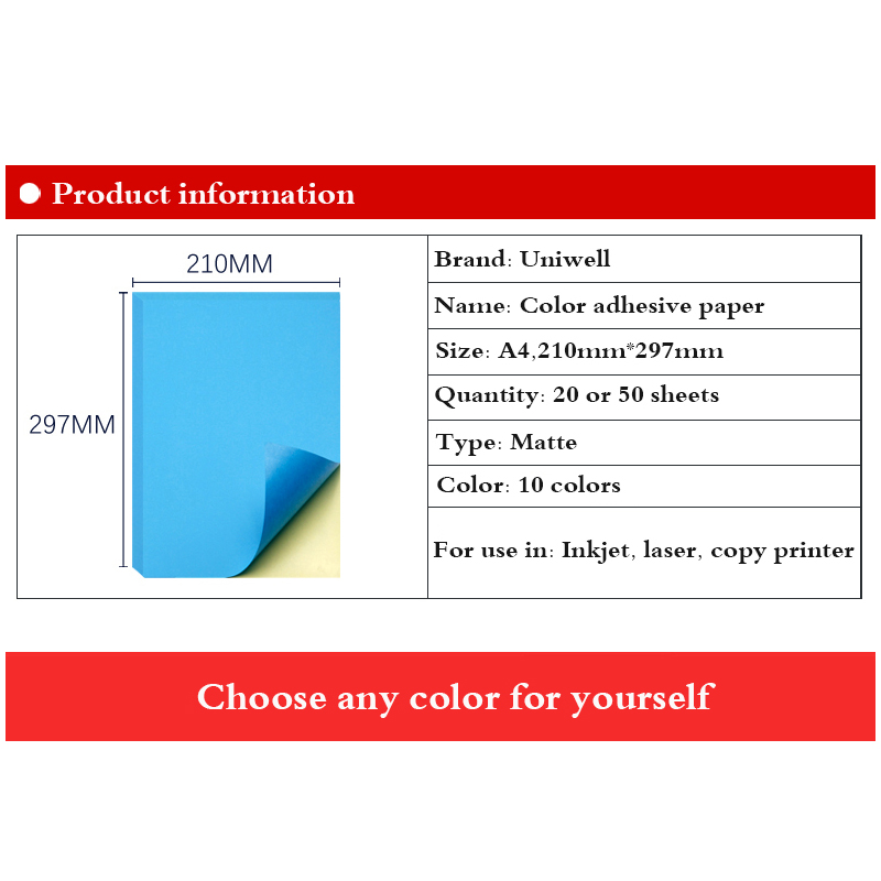 A4 Color Adhesive Paper 50 PCS - Label Maker Machine ulasan dan harga