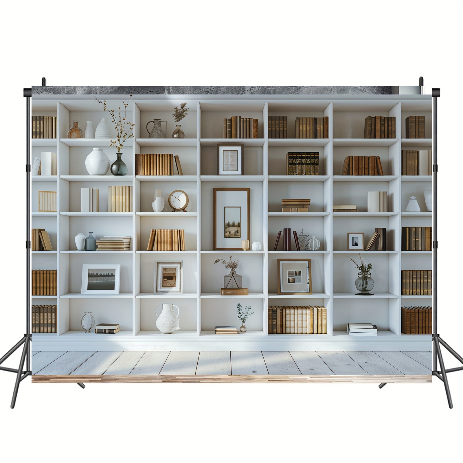 1pc White Bookshelf background - Home Office Zoom Background Free ulasan dan harga