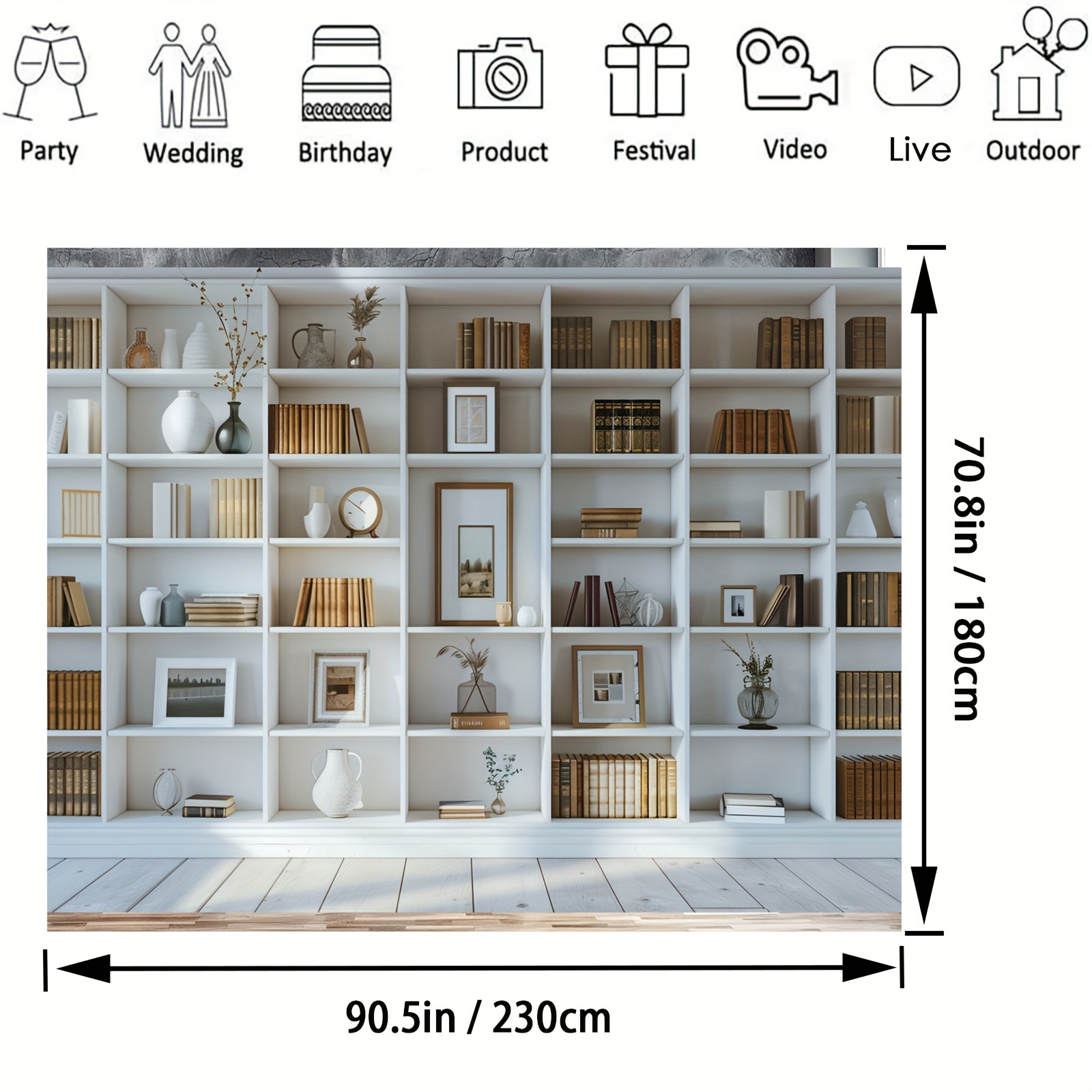 1pc White Bookshelf background - Home Office Zoom Background Free ulasan dan harga