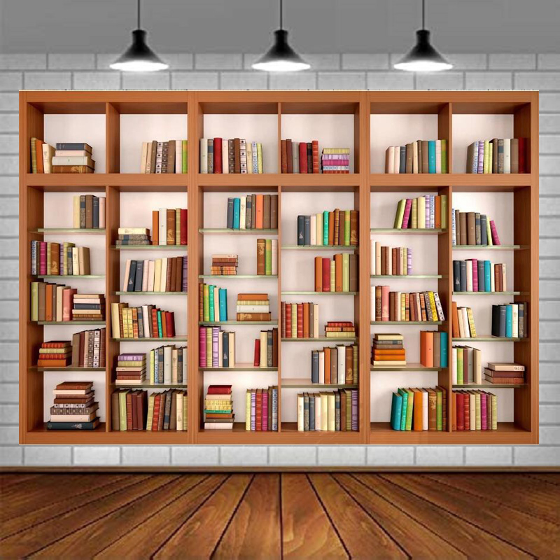 Modern Wooden Bookshelf Photog - Home Office Zoom Background Free ulasan dan harga