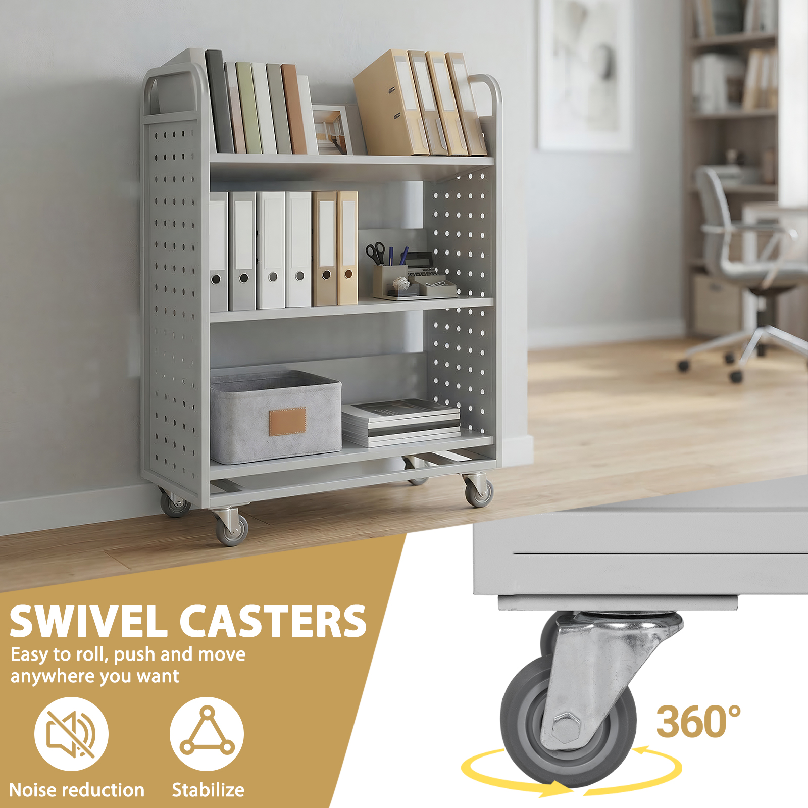 Library Book Cart Slanted Sing - Rolling File Cart ulasan dan harga