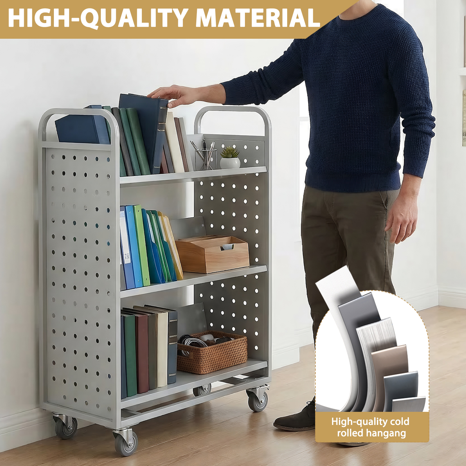 Library Book Cart Slanted Sing - Rolling File Cart ulasan dan harga