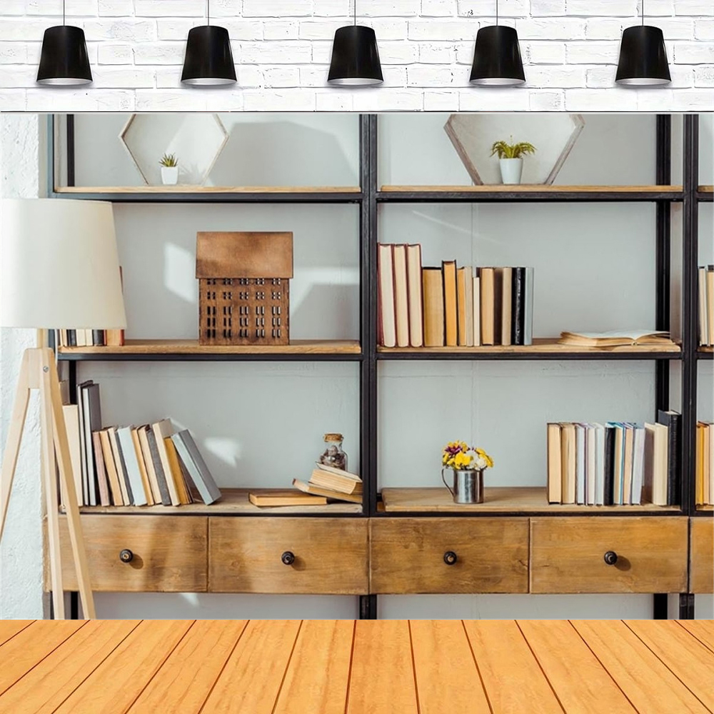 Living Room Bookshelf Backdrop - Home Office Zoom Background Free ulasan dan harga