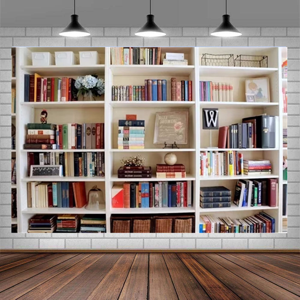 White Bookshelf Photography Ba - Home Office Zoom Background Free ulasan dan harga