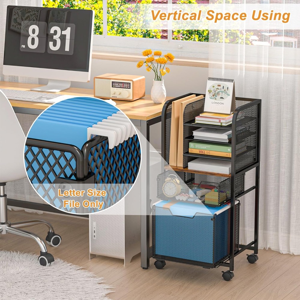 6-Tier Rolling File Cart with  - Rolling File Cart ulasan dan harga