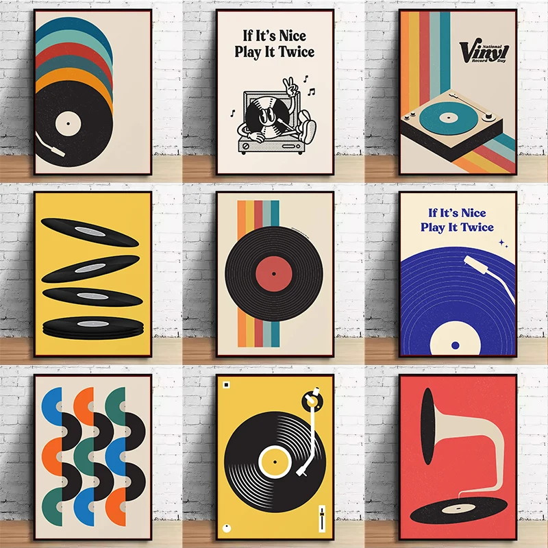 Mid Century Vinyl Record Canva - Home Office Furniture ulasan dan harga