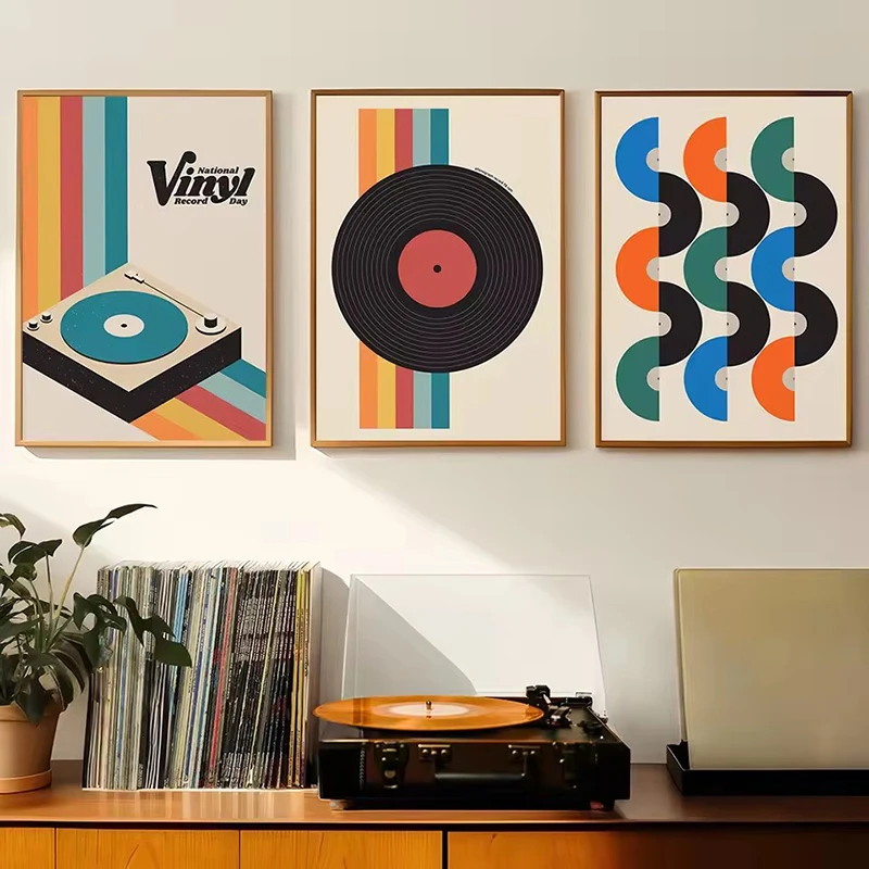 Mid Century Vinyl Record Canva - Home Office Furniture ulasan dan harga