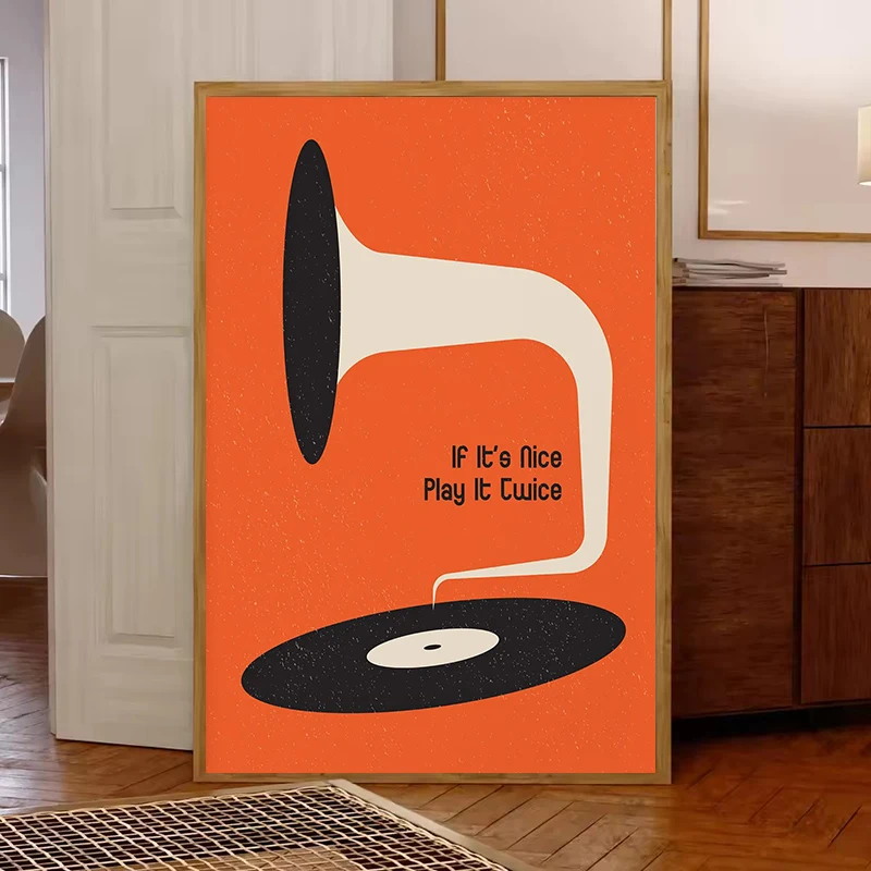 Mid Century Vinyl Record Canva - Home Office Furniture ulasan dan harga