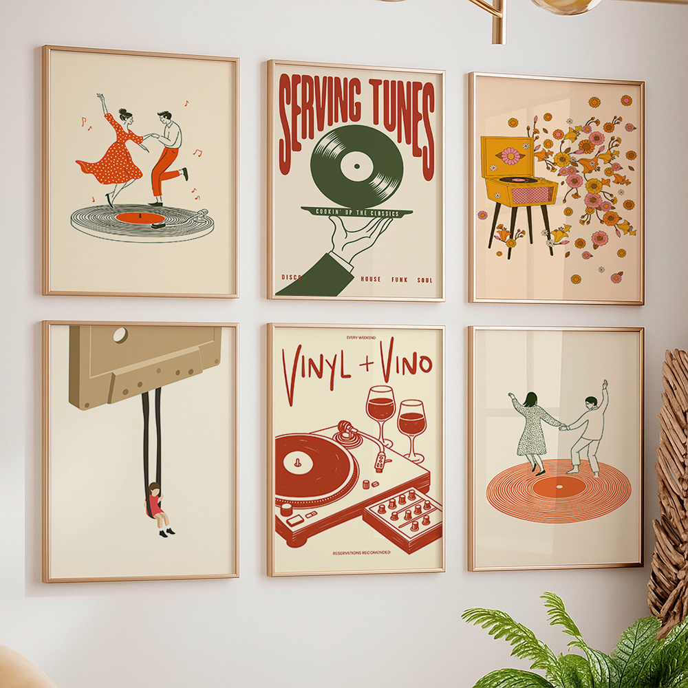 1pc Vintage Music Canvas Poste - Home Office Furniture ulasan dan harga