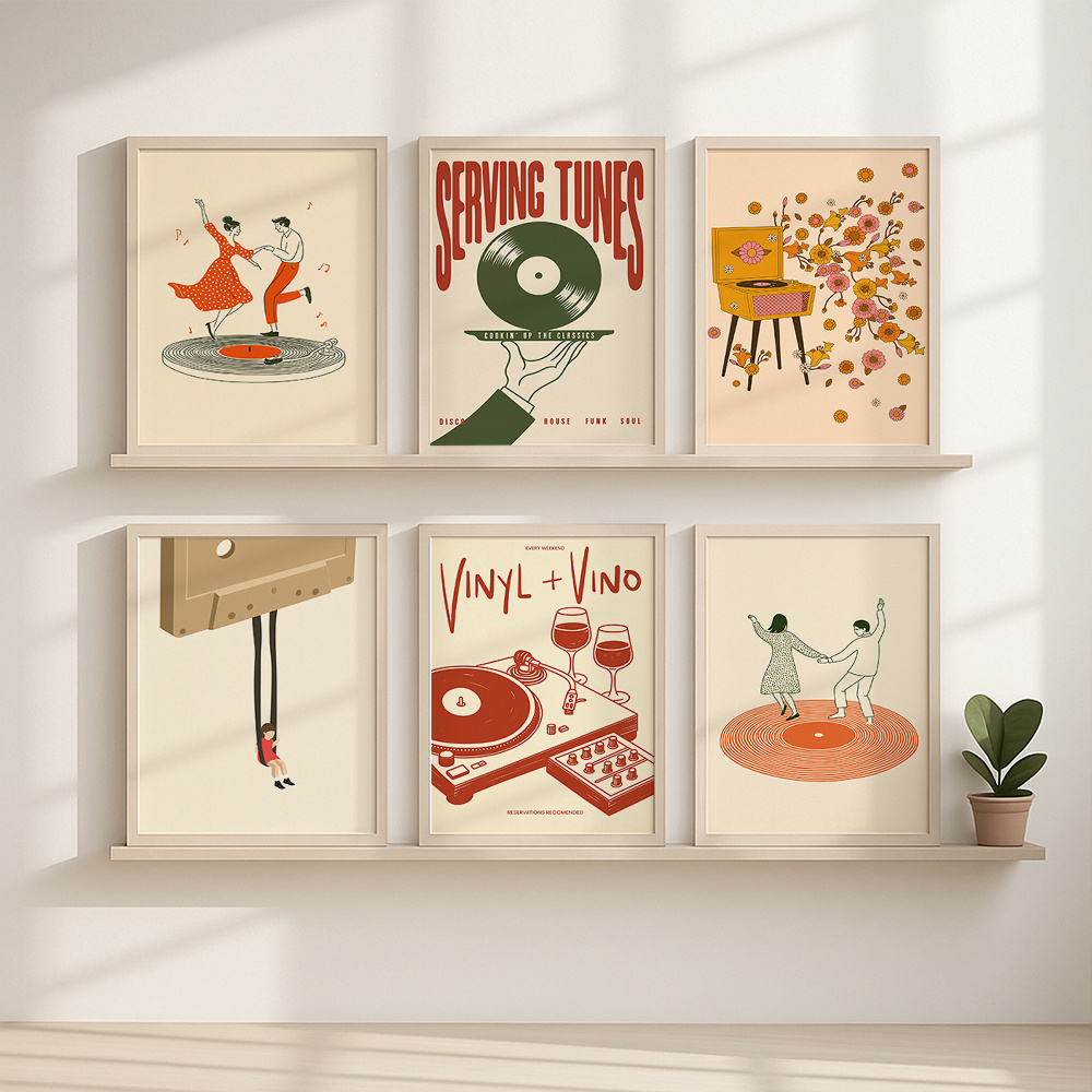 1pc Vintage Music Canvas Poste - Home Office Furniture ulasan dan harga