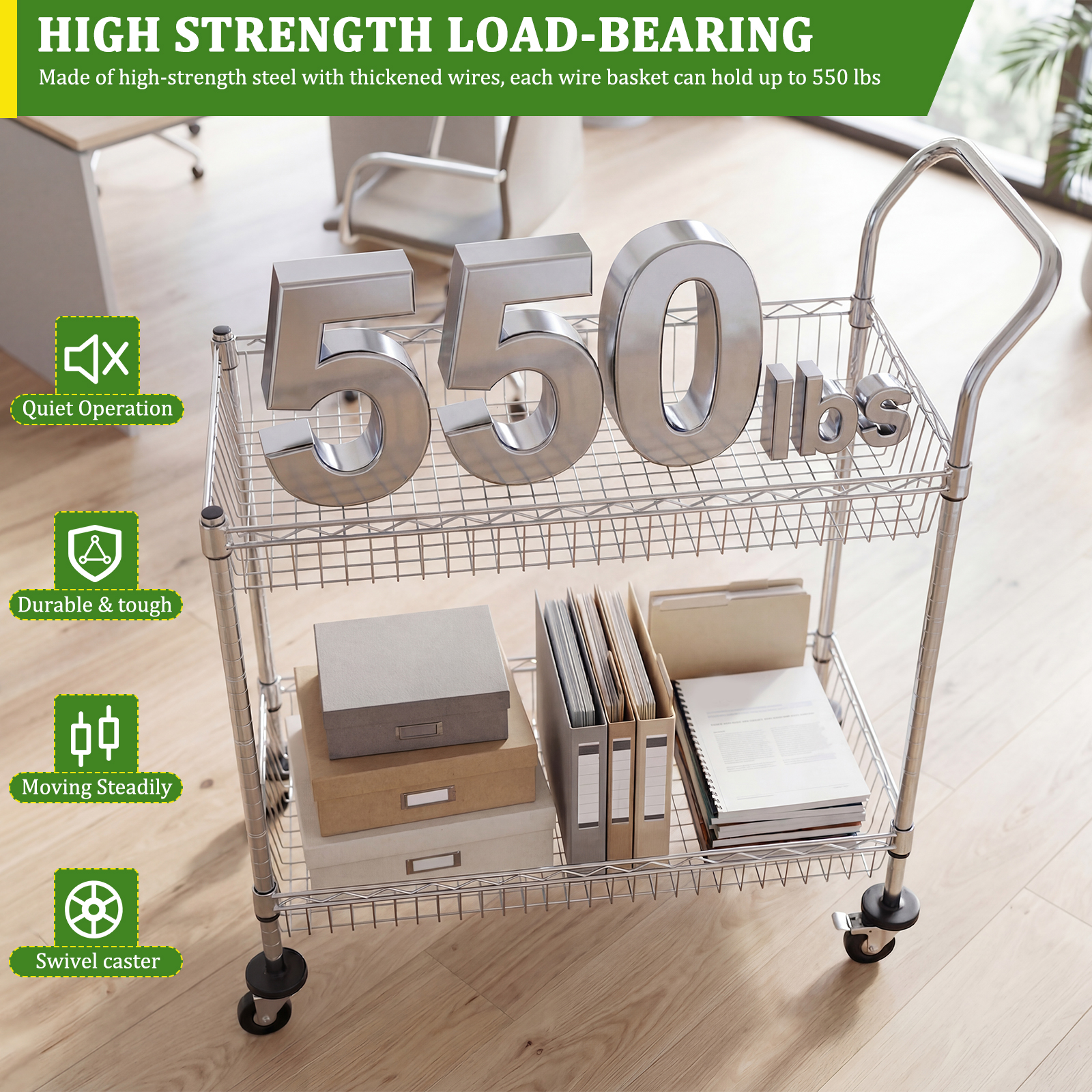 Mail Office File Cart 550 LBS  - Rolling File Cart ulasan dan harga