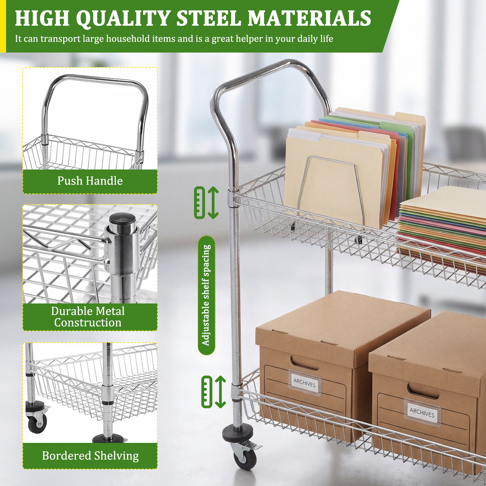 Mail Office File Cart 550 LBS  - Rolling File Cart ulasan dan harga