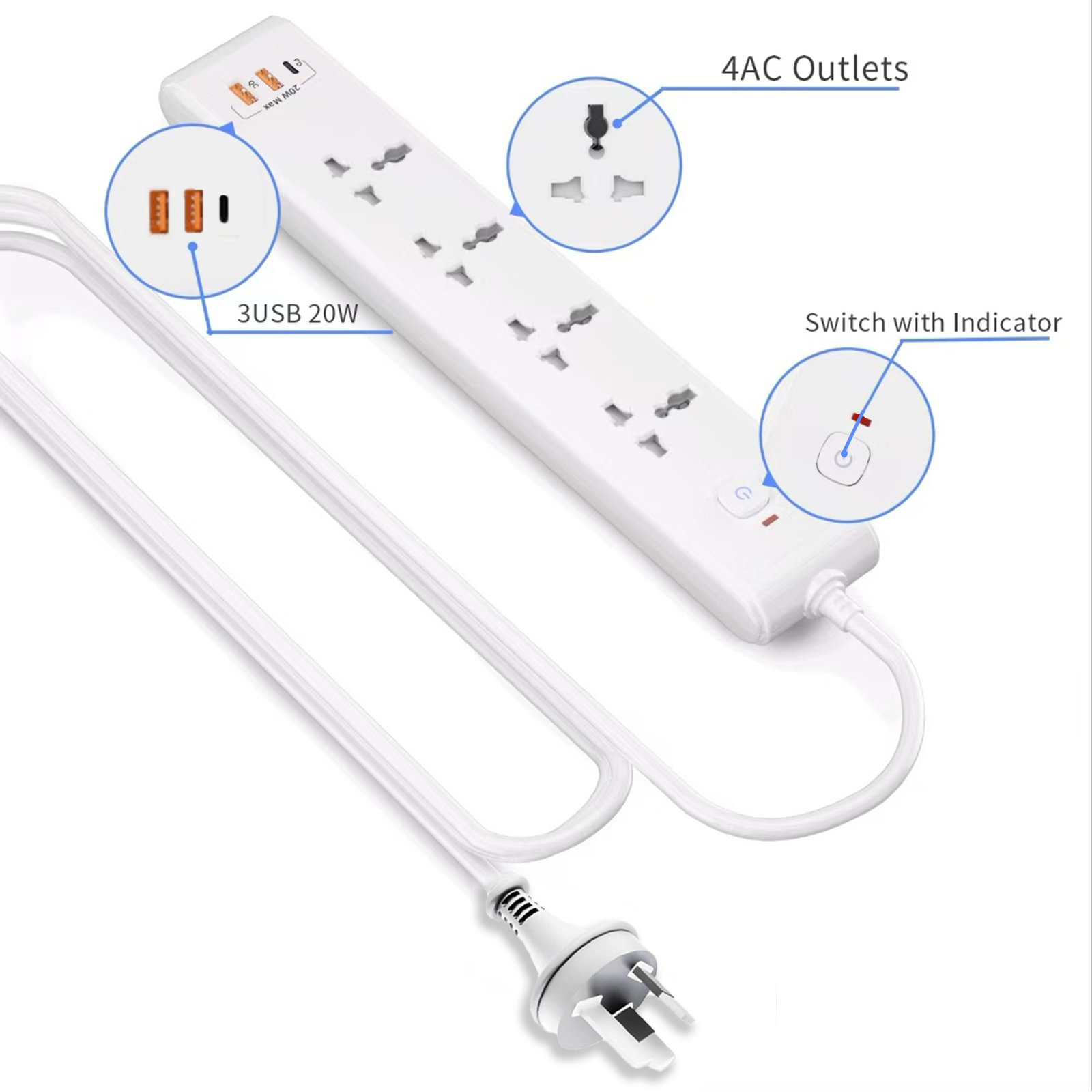 1pc white AU Wall mounted powe - Home Or Office Use ulasan dan harga