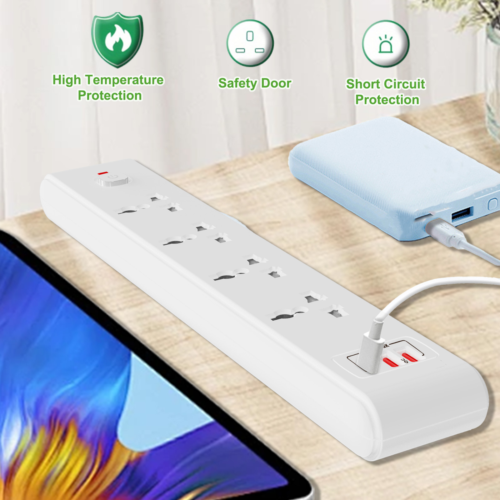 1pc white AU Wall mounted powe - Home Or Office Use ulasan dan harga