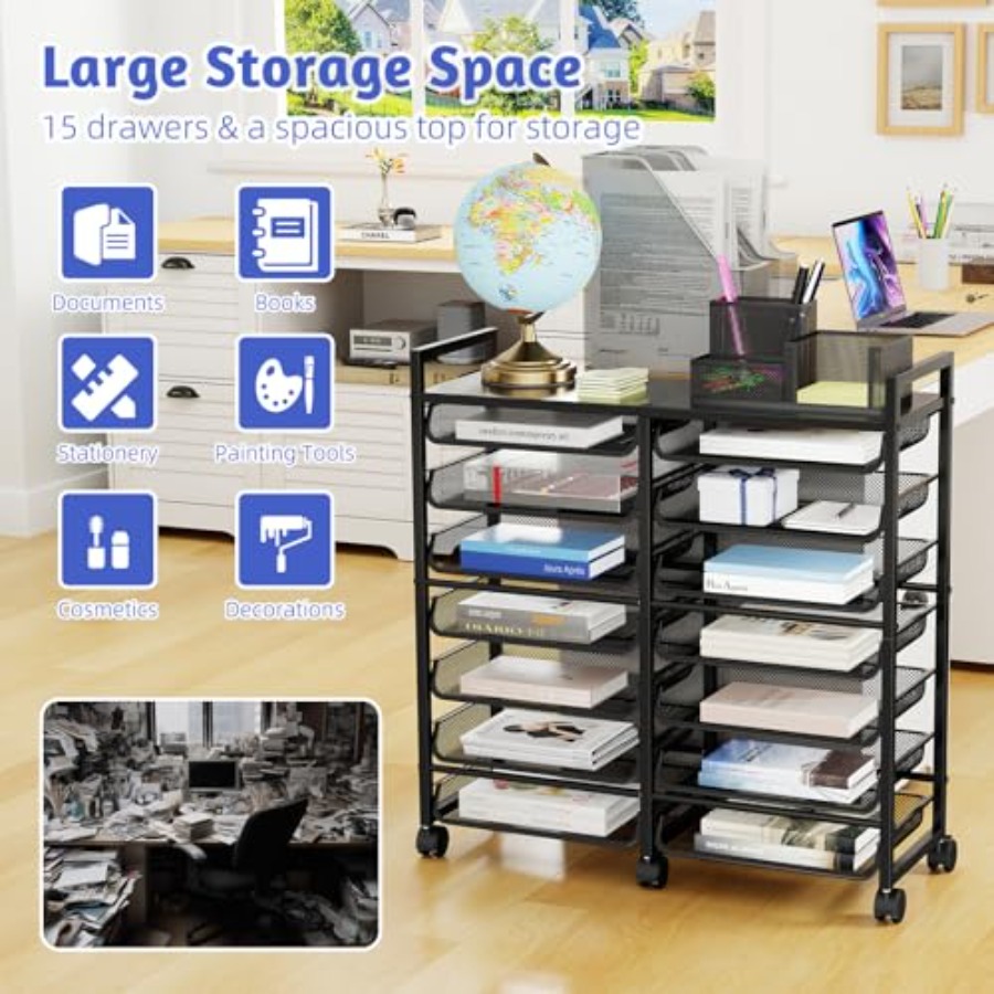 Rolling File Storage Cart 15-T - Rolling File Cart ulasan dan harga