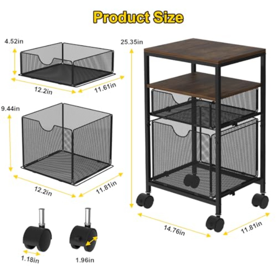 Rolling File Cart with 2 Stora - Rolling File Cart ulasan dan harga