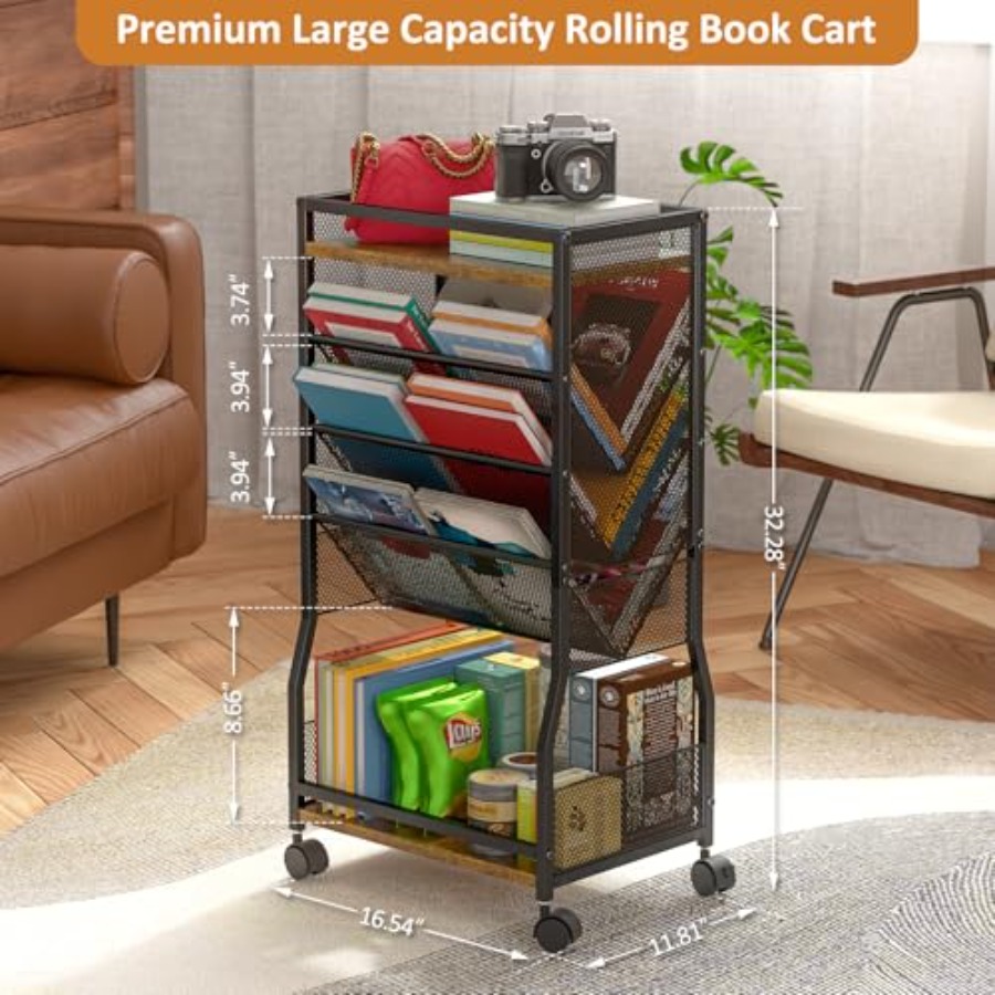 8 Tier Rolling Book Cart with  - Rolling File Cart ulasan dan harga