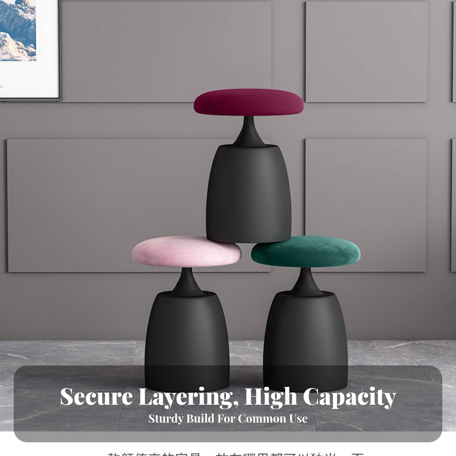 Round Upholstered Pouf Light L - Home Office Furniture ulasan dan harga