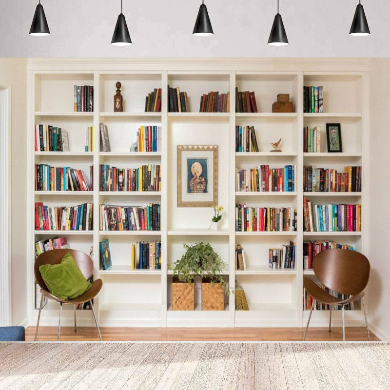White Bookshelf Photography Ba - Home Office Zoom Background Free ulasan dan harga