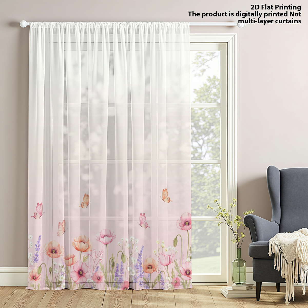 1 PC Poppy Gradient Print Shee - Home Office Pc ulasan dan harga