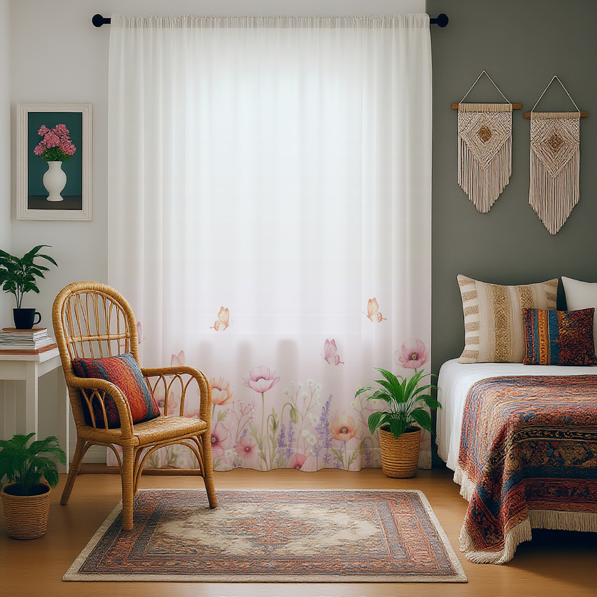 1 PC Poppy Gradient Print Shee - Home Office Pc ulasan dan harga