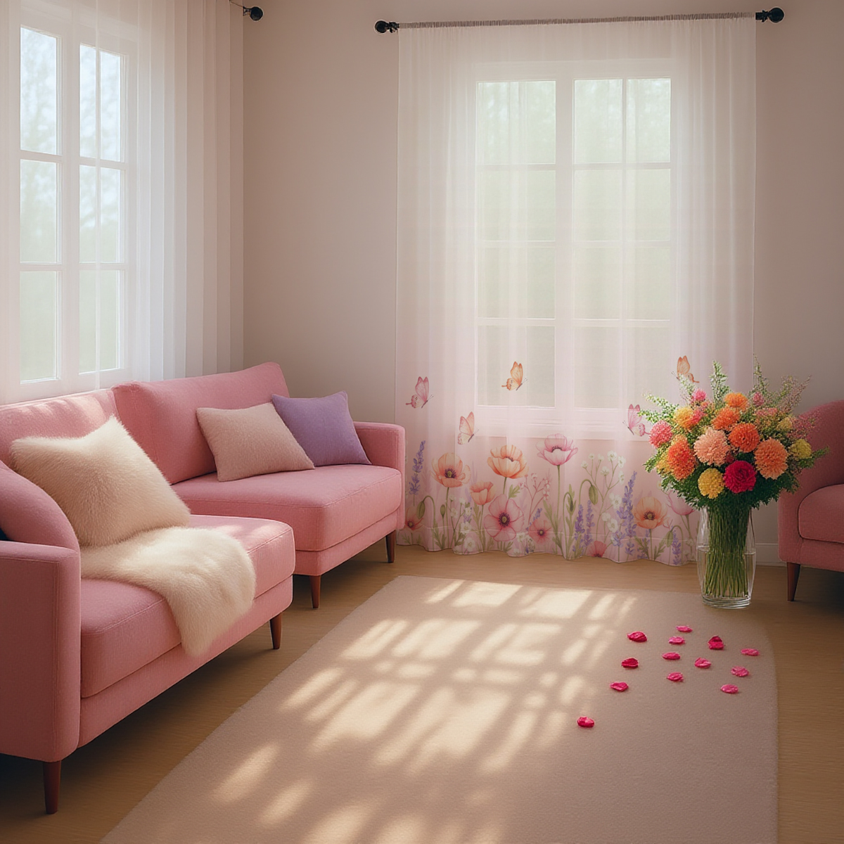 1 PC Poppy Gradient Print Shee - Home Office Pc ulasan dan harga