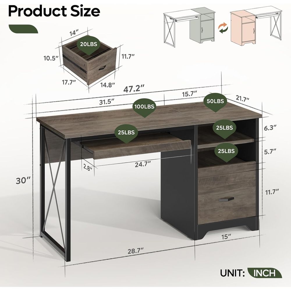 47 Industrial Style Desk with  - Home Or Office Use ulasan dan harga